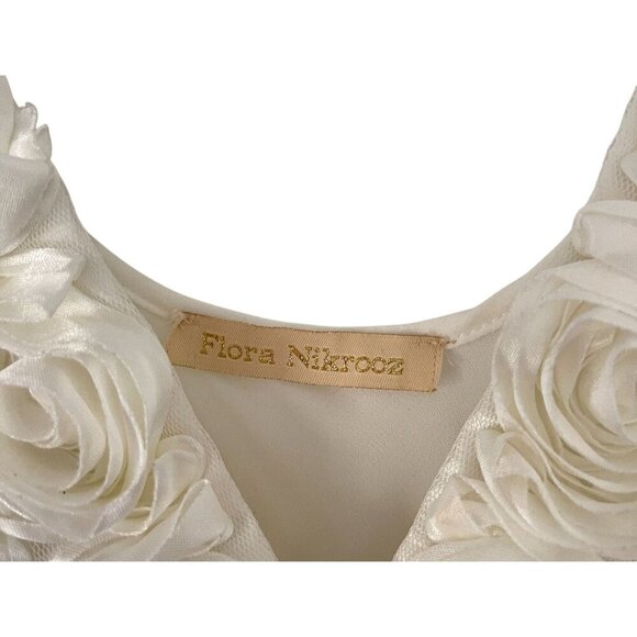 Flora Nikrooz S Chiffon Satin Nightgown Rosette Strap Back Tie Bridal Negligee - Picture 3 of 8